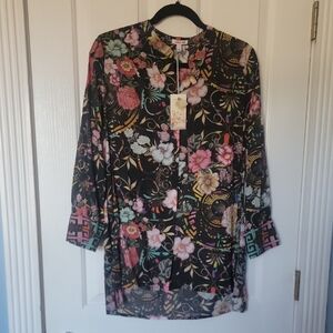 Johnny Was Naomi Peace Voyager Floral Tunic Top New Nwt Small S